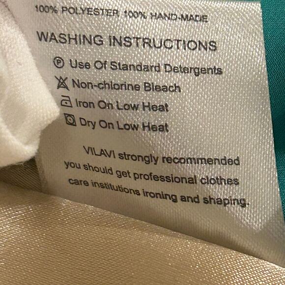 NWT Vilavi Dress Evening Gown Women Sz 12 Formal Chiffon Aqua Blue Asymmetrical - Picture 12 of 15